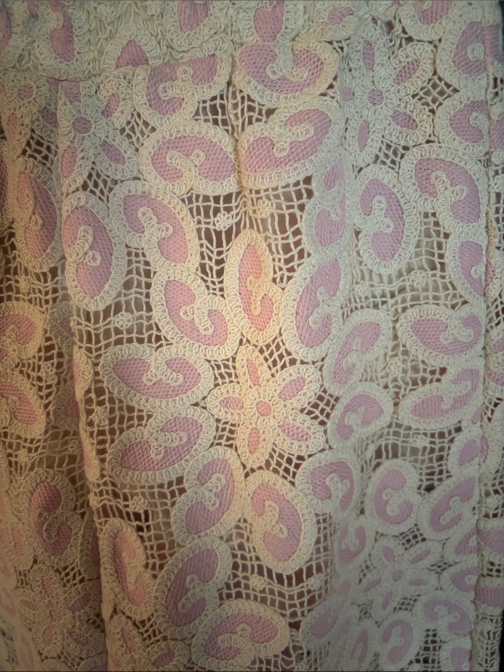 Johnny Was Cream and Light Pink Crochet Wide-Leg Crop pants - Picture 2 of 5